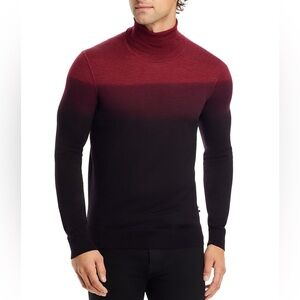 BOSS Wool & Silk Turtle Neck Sweater in Red/Black, Size S, New w/Tag